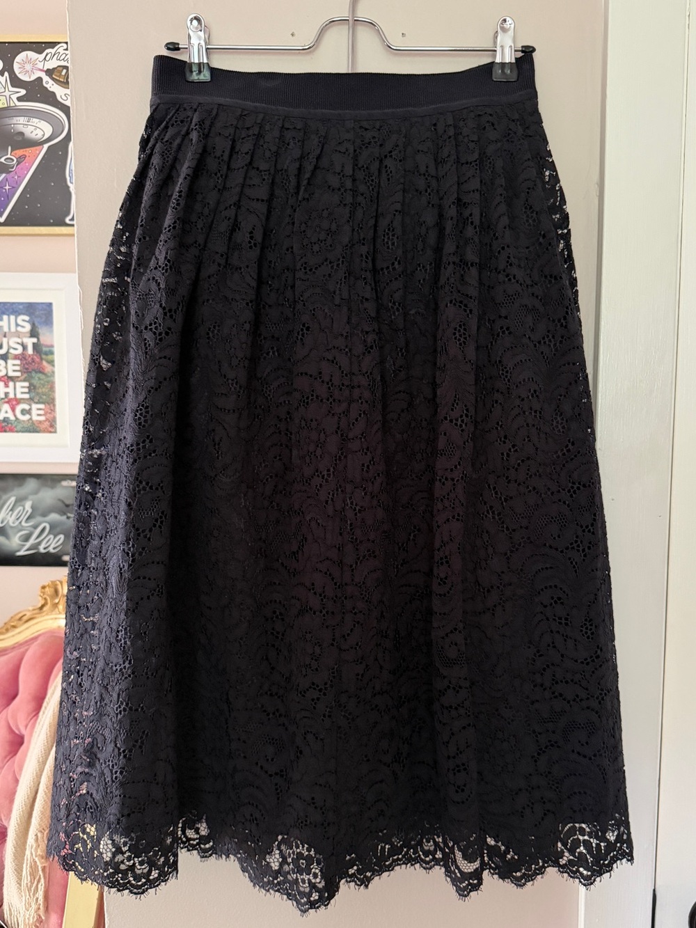 Land’s End Black Lace A-Line Skirt - Classic Women's Skirt